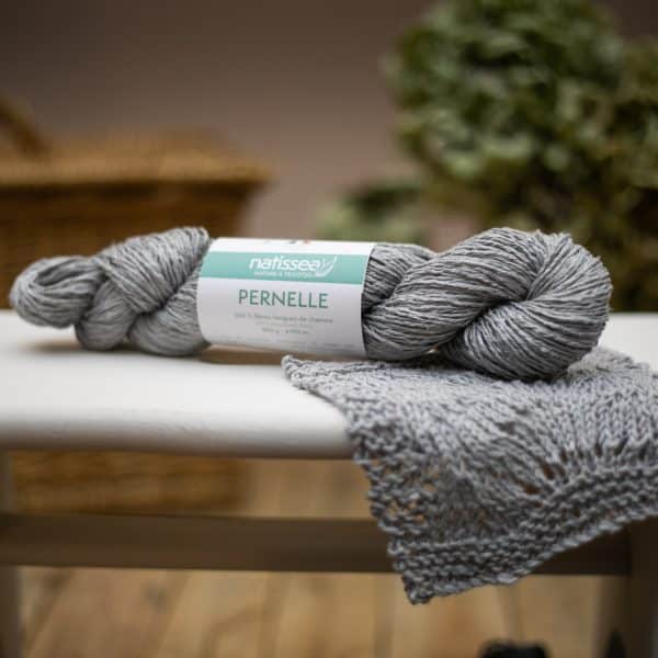 Pernelle Argent, fil végétal à tricoter 100 % chanvre