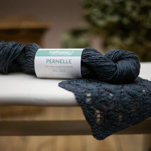 Pernelle Bleu gris, fil végétal à tricoter 100 % chanvre