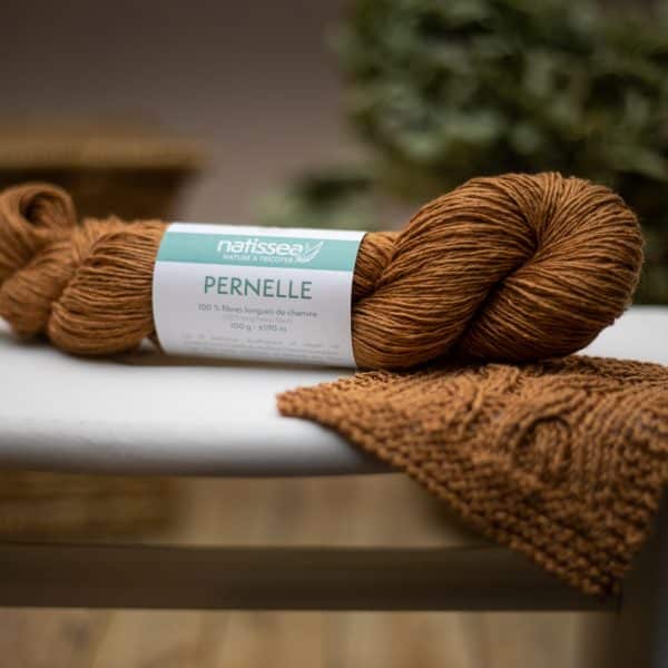Pernelle Caramel, fil végétal à tricoter 100 % chanvre