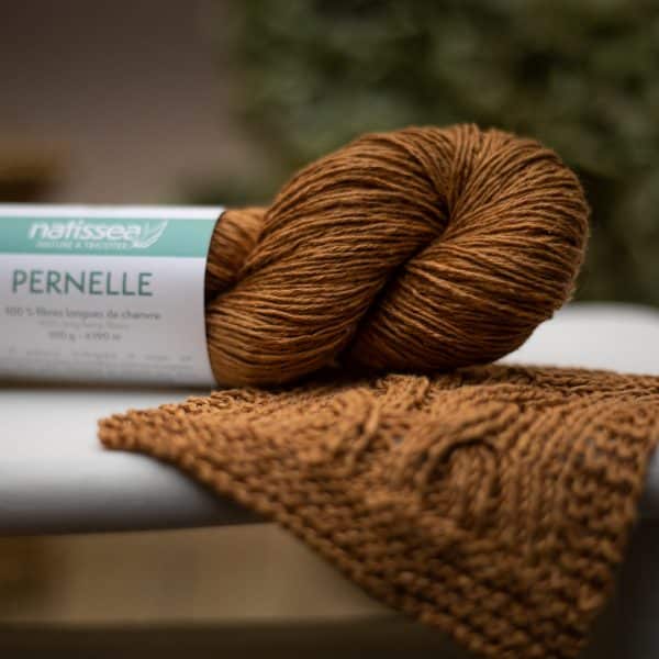 Pernelle Caramel, fil végétal à tricoter 100 % chanvre