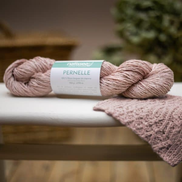 Pernelle Rose vintage, fil végétal à tricoter 100 % chanvre