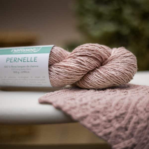 Pernelle Rose vintage, fil végétal à tricoter 100 % chanvre
