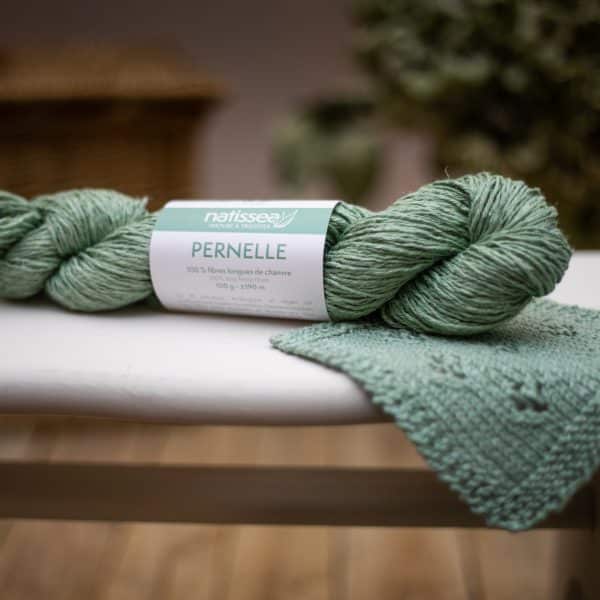 Pernelle Sauge, fil végétal à tricoter 100 % chanvre