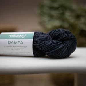 Damya Marine, fil végétal à tricoter en chanvre et coton bio