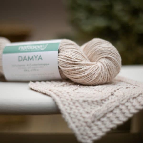 Damya Nude, fil végétal à tricoter en chanvre et coton bio