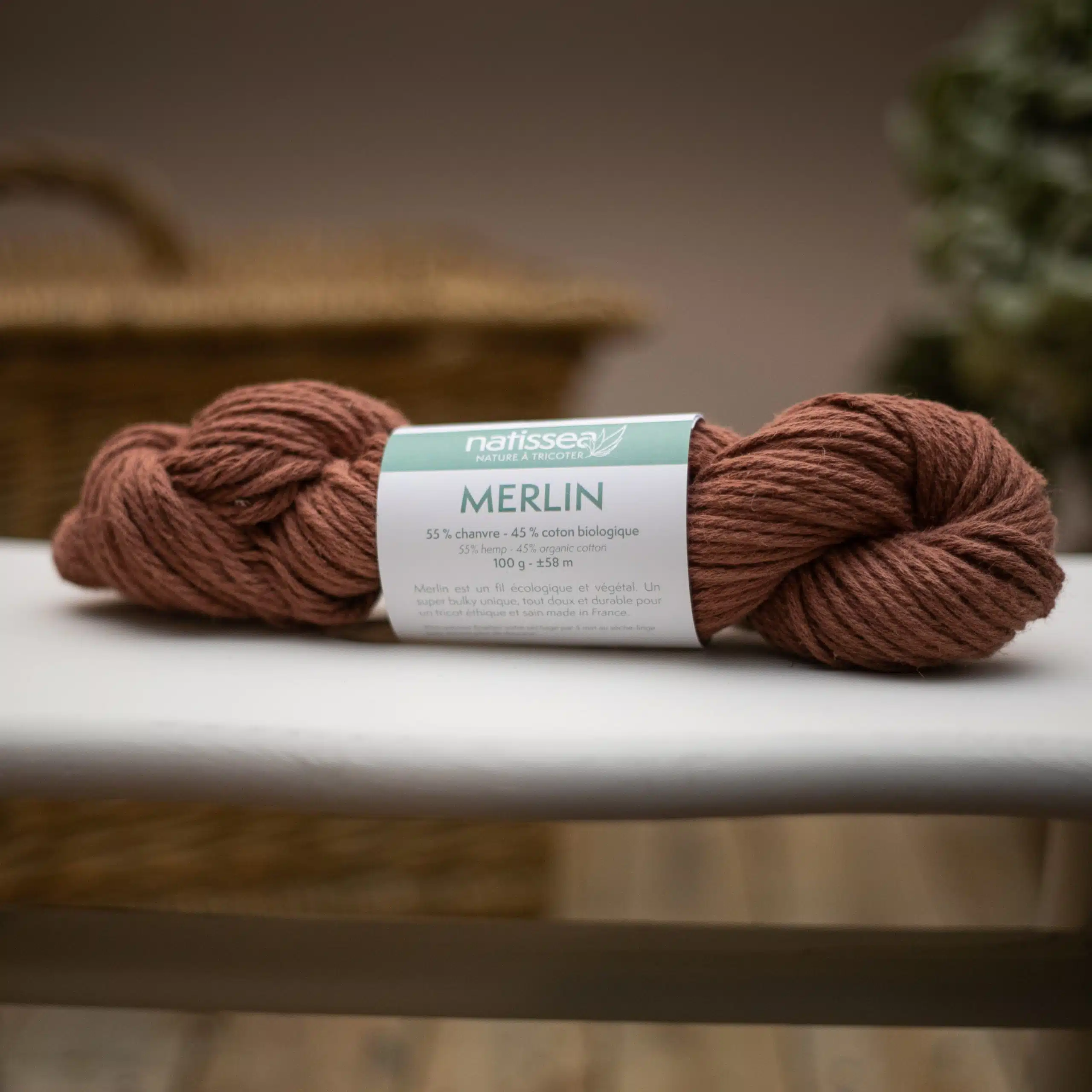 Merlin Terra cotta, fil végétal à tricoter en chanvre et coton bio