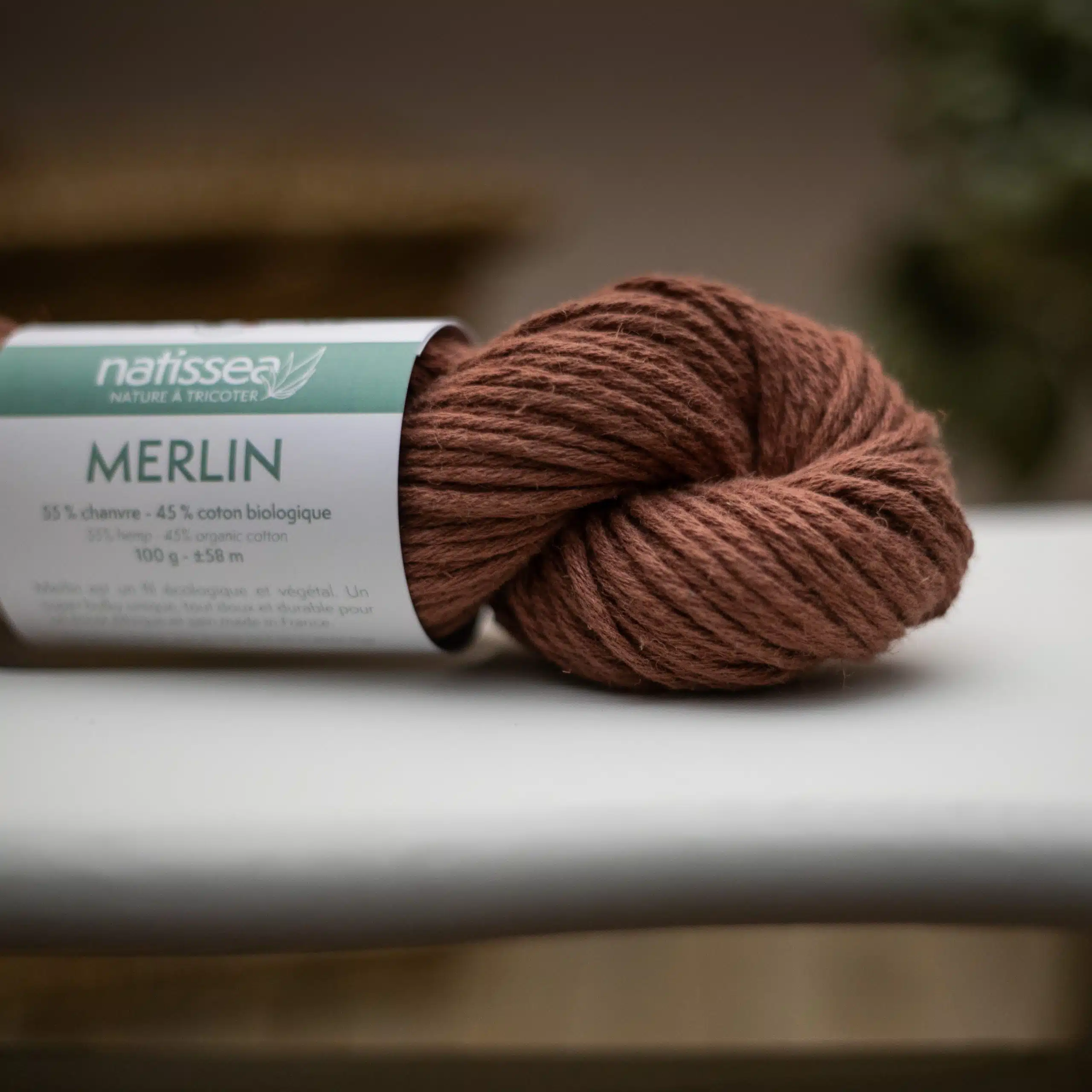 Merlin Terra cotta, fil végétal à tricoter en chanvre et coton bio