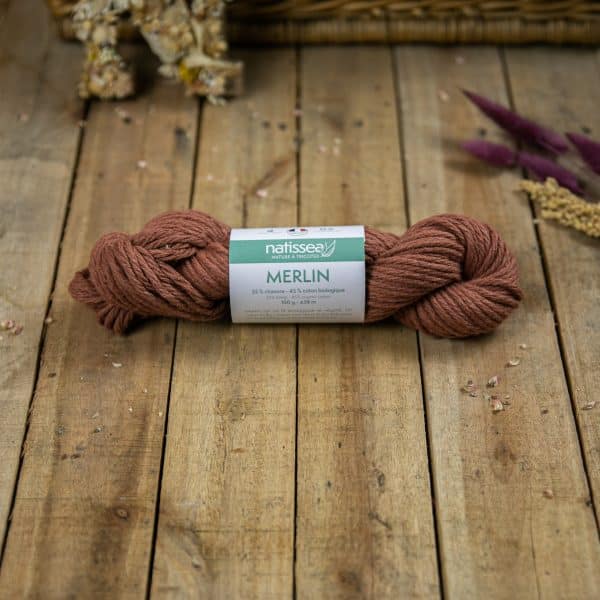 Merlin Terra cotta, fil végétal à tricoter en chanvre et coton bio