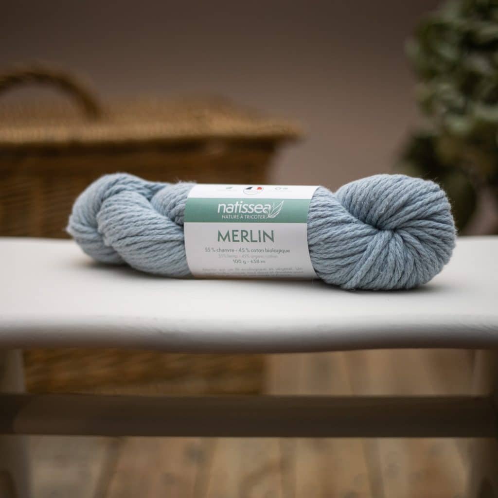 Merlin Bleu layette, fil végétal à tricoter en chanvre et coton bio