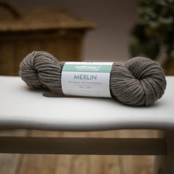 Merlin Taupe, fil végétal à tricoter en chanvre et coton bio