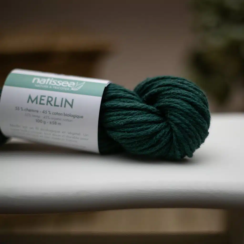 Merlin Vert foret, fil végétal à tricoter en chanvre et coton bio
