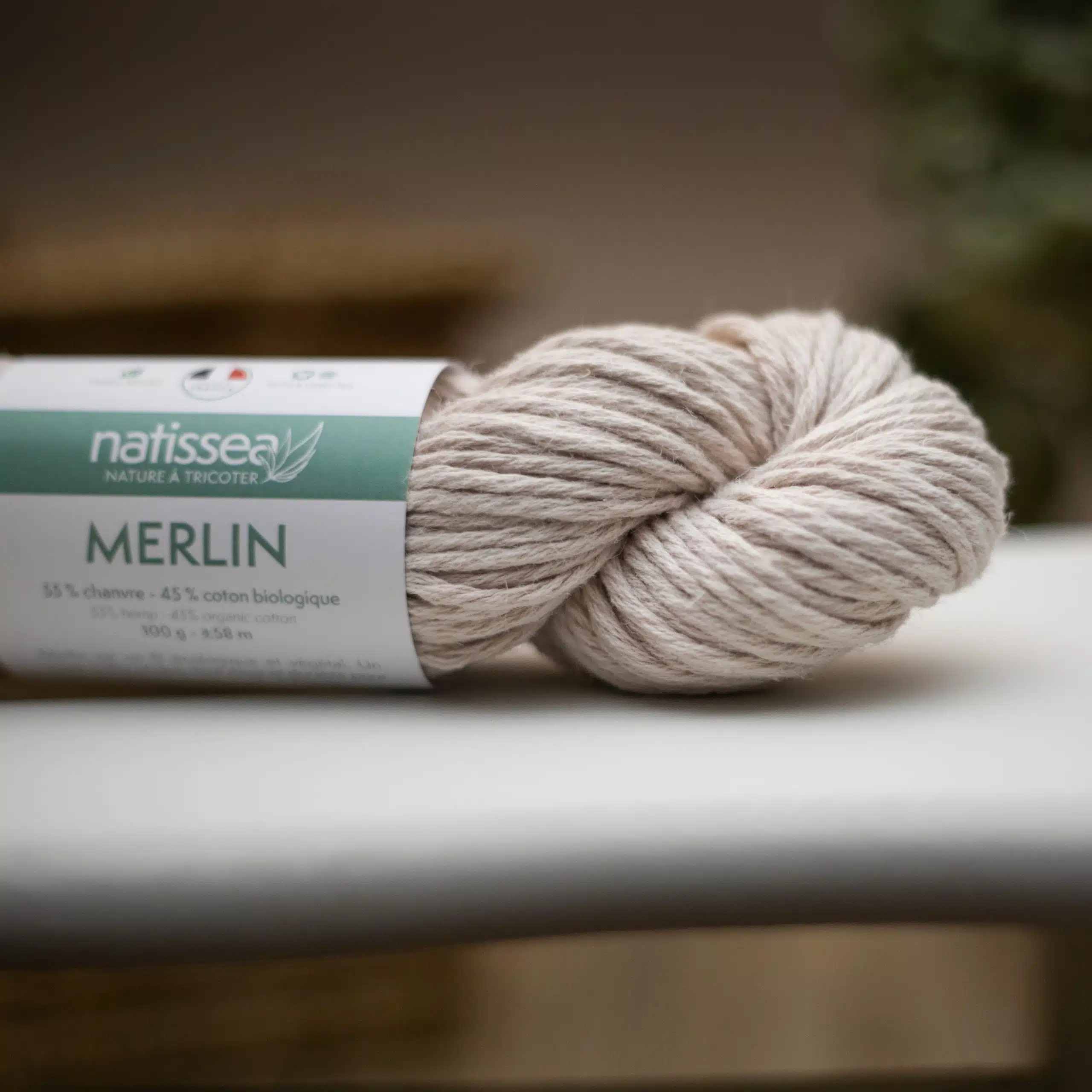 Merlin Nude, fil végétal à tricoter en chanvre et coton bio