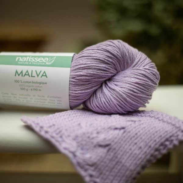 Malva Lilas, fil végétal à tricoter en coton bio
