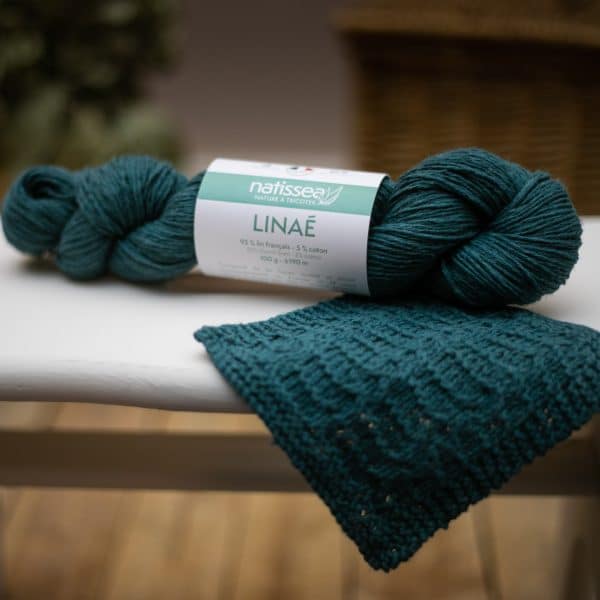 Linae Bleu paon, fil végétal à tricoter en lin francais