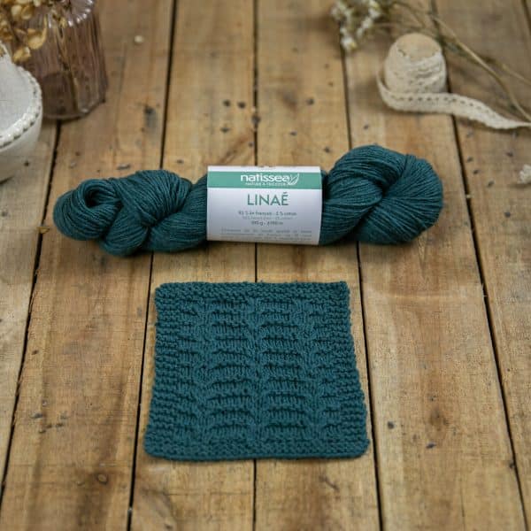 Linae Bleu paon, fil végétal à tricoter en lin francais