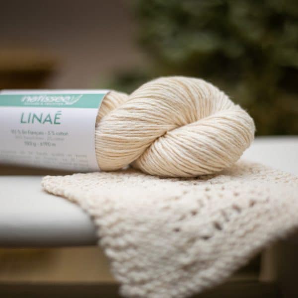 Linae Ecru, fil végétal à tricoter en lin francais
