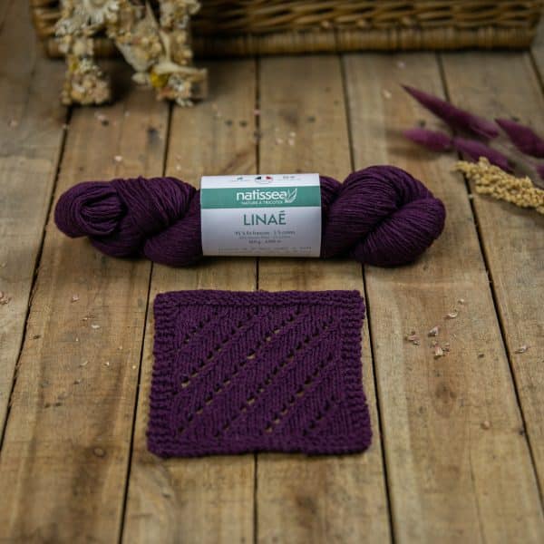 Linae Aubergine, fil végétal à tricoter en lin francais